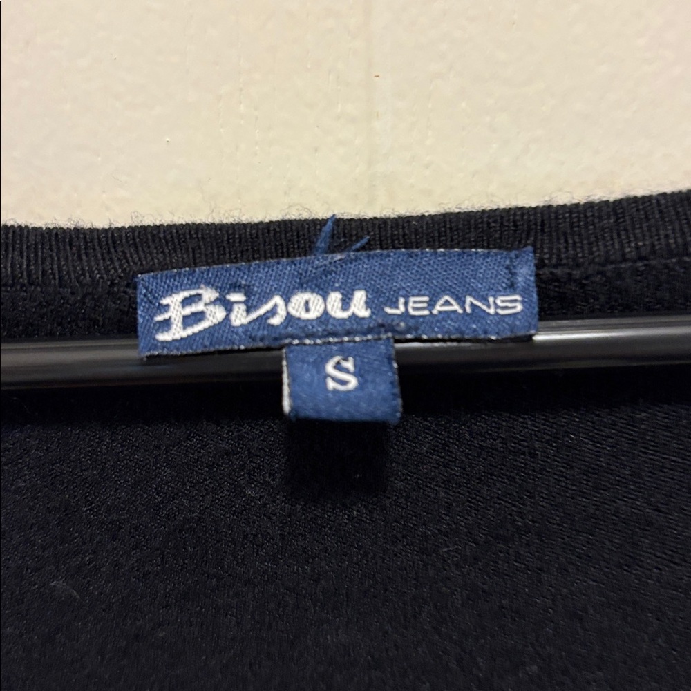 Bisou Bisou Jeans Sweater Black Embroidered Women Small - Picture 3 of 5